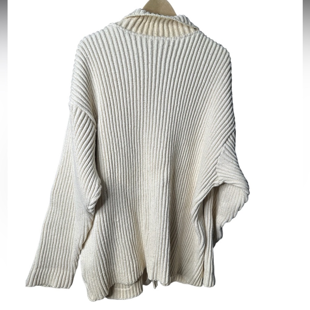 RAW by Mavi Polo Cream Ribbed Cotton Cardigan Sweater | Button Front | XL - Picture 3 of 6